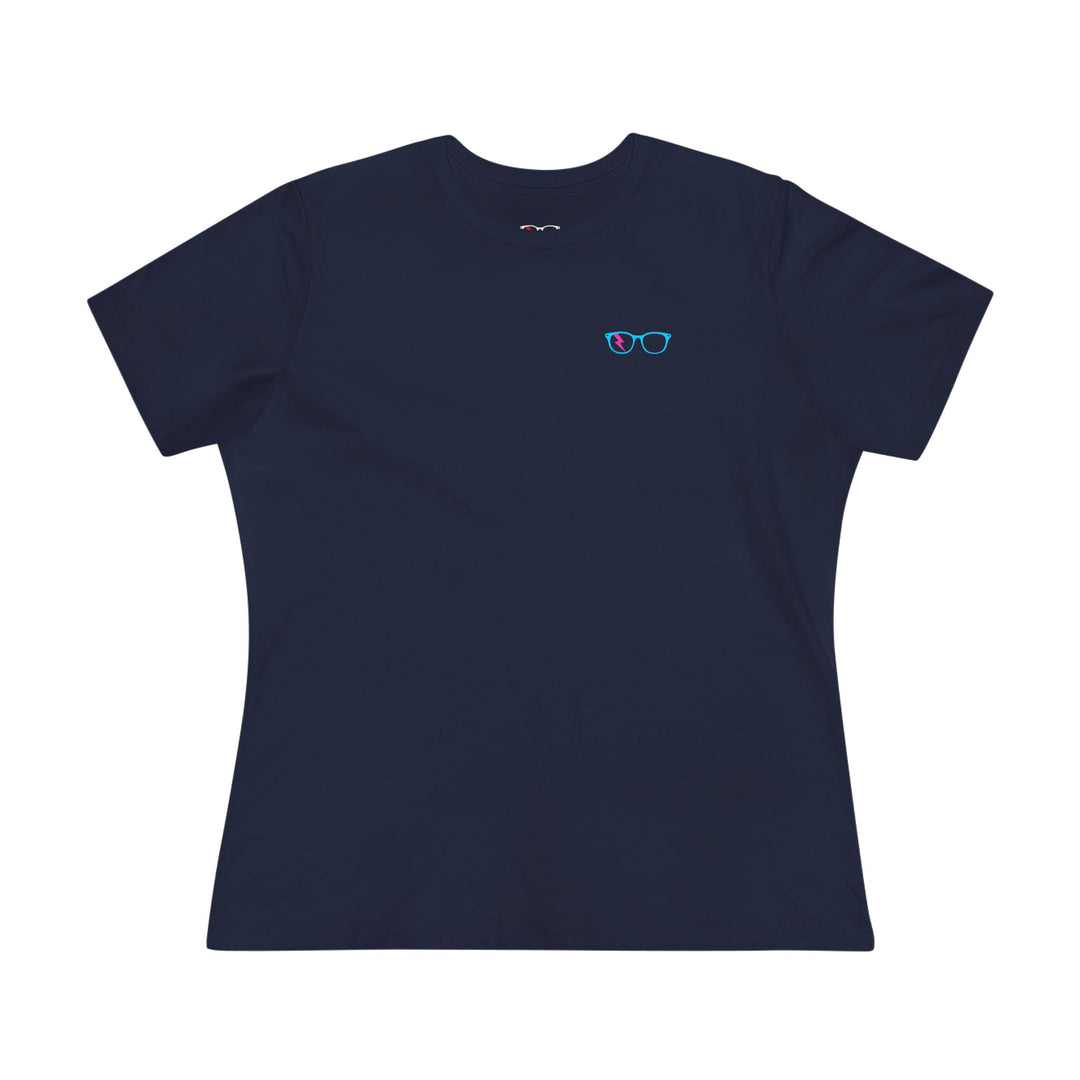 Cyan/Pink Glasses Women’s Tee in Navy