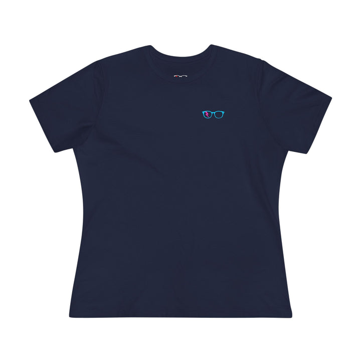 Cyan/Pink Glasses Women’s Tee in Navy