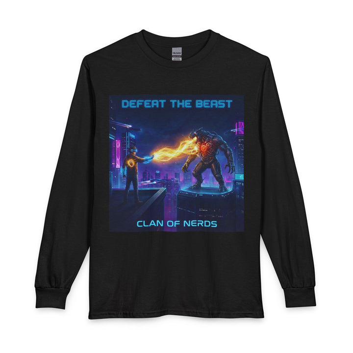 Defeat the Beast Long Sleeve Tee in Black