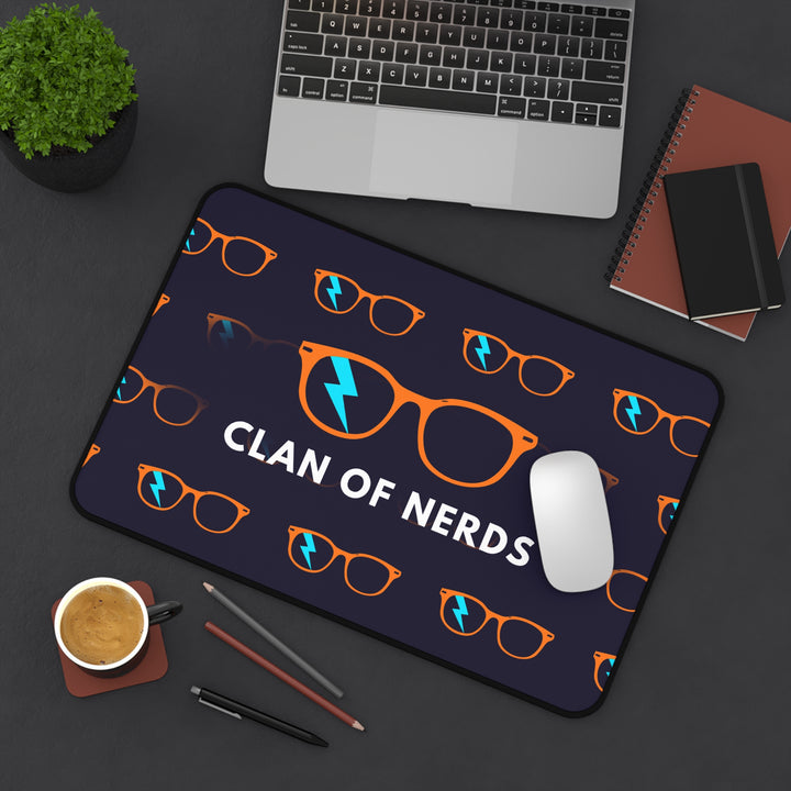 Orange/Cyan Glasses Pattern Desk Mat by Clan of Nerds