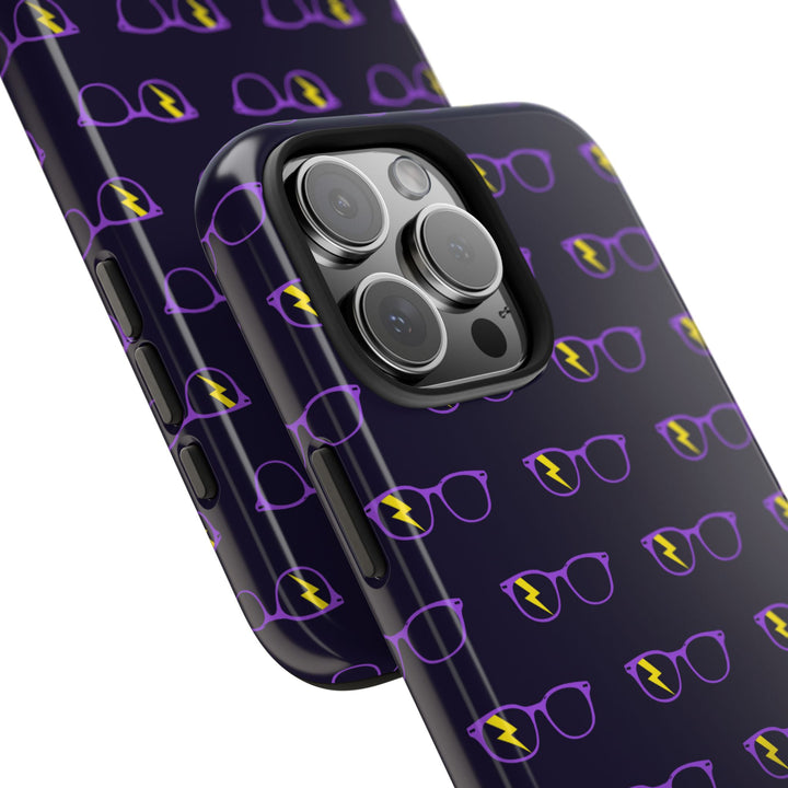 Purple/Yellow Glasses Pattern Tough Phone Case by Clan of Nerds