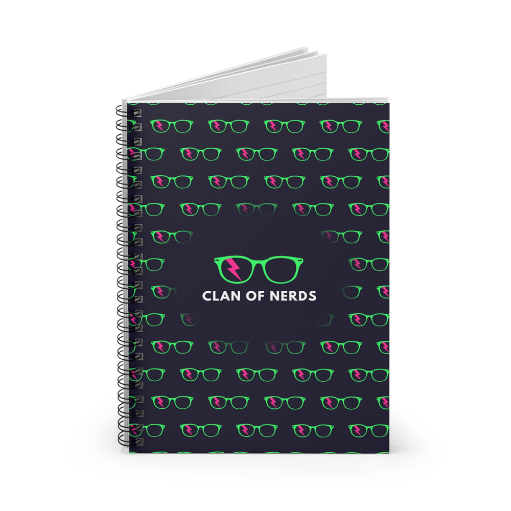 Green/Pink Glasses Pattern Spiral Notebook by Clan of Nerds