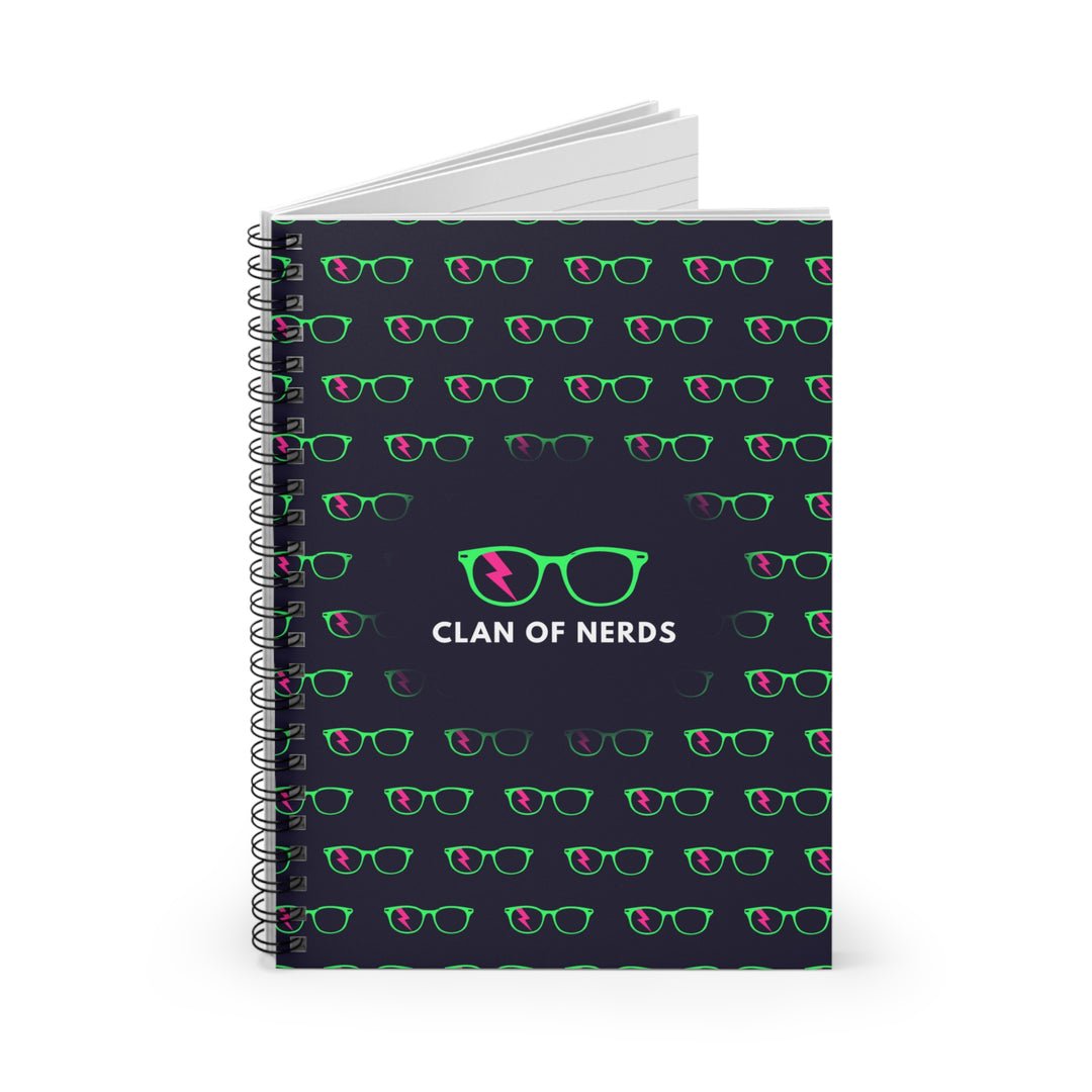 Green/Pink Glasses Pattern Spiral Notebook by Clan of Nerds