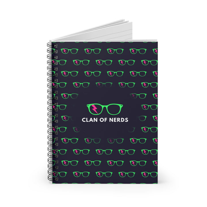 Green/Pink Glasses Pattern Spiral Notebook by Clan of Nerds