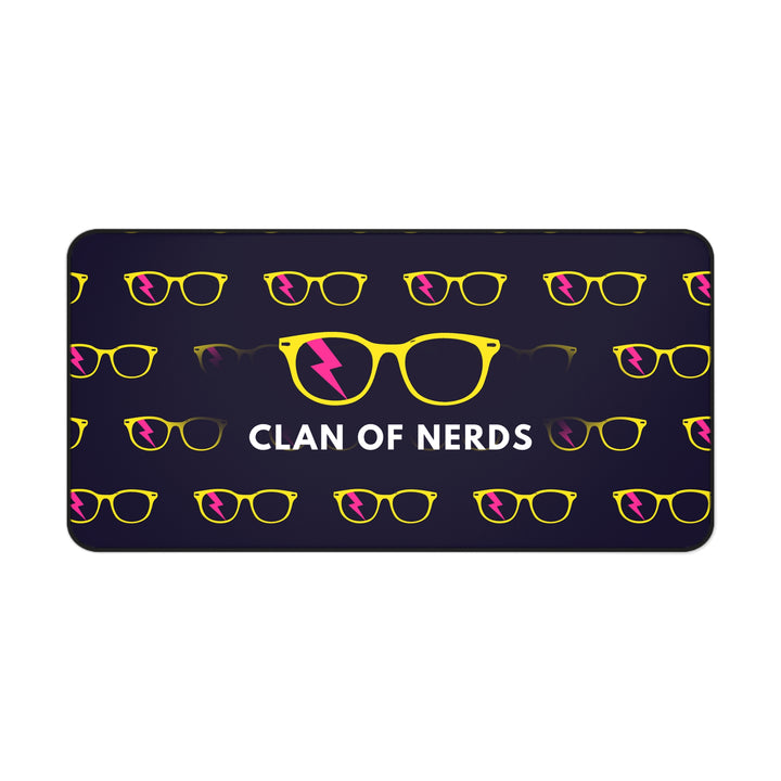 Yellow/Pink Glasses Pattern Desk Mat by Clan of Nerds