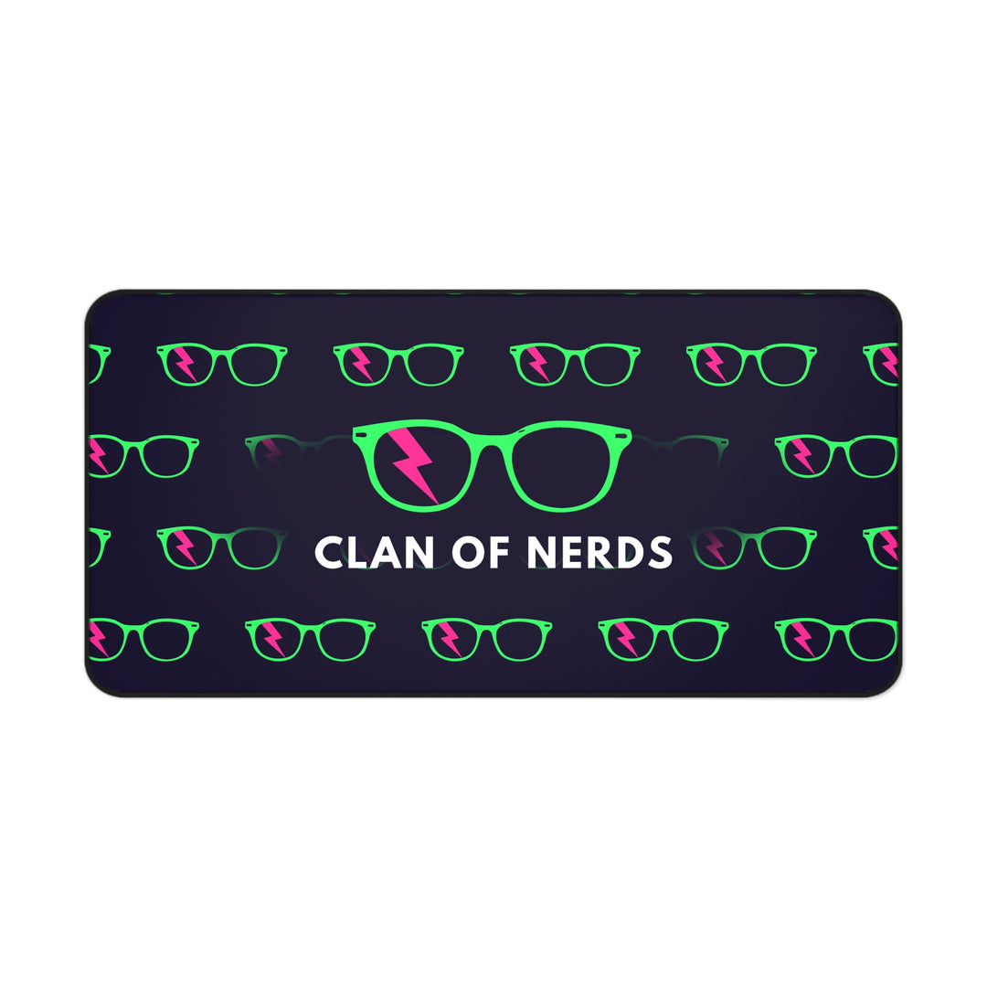 Green/Pink Glasses Pattern Desk Mat by Clan of Nerds