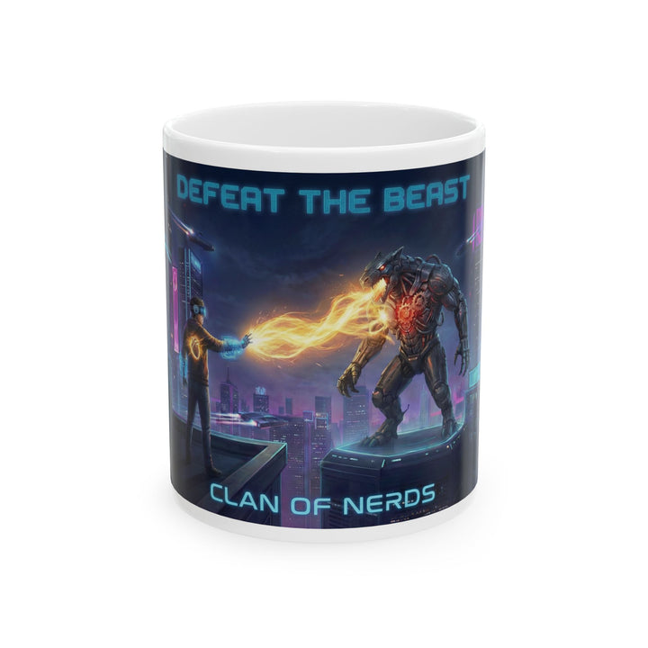 Defeat the Beast Mug by Clan of Nerds