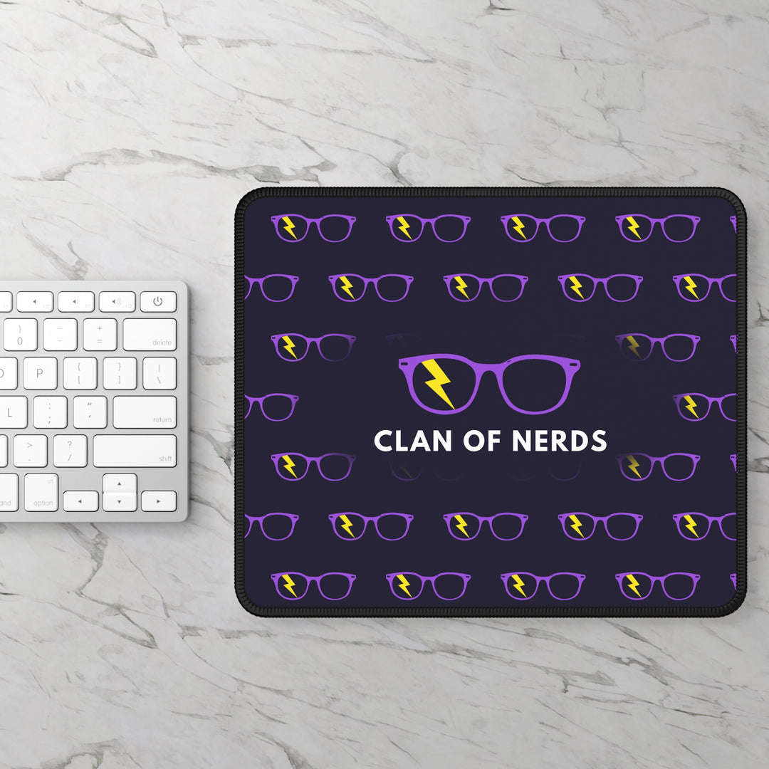 Purple/Yellow Glasses Pattern Mouse Pad by Clan of Nerds