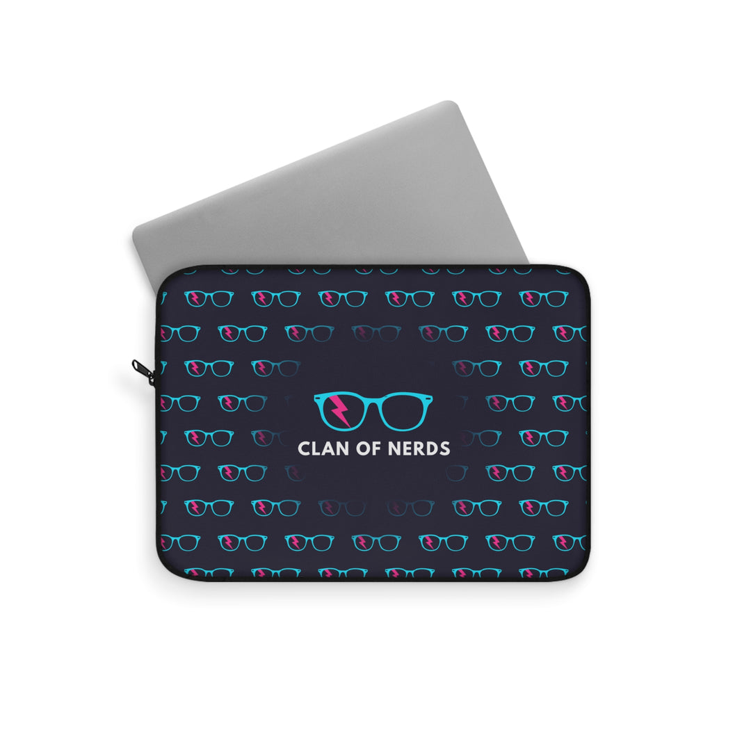 Cyan/Pink Glasses Pattern Laptop Sleeve by Clan of Nerds