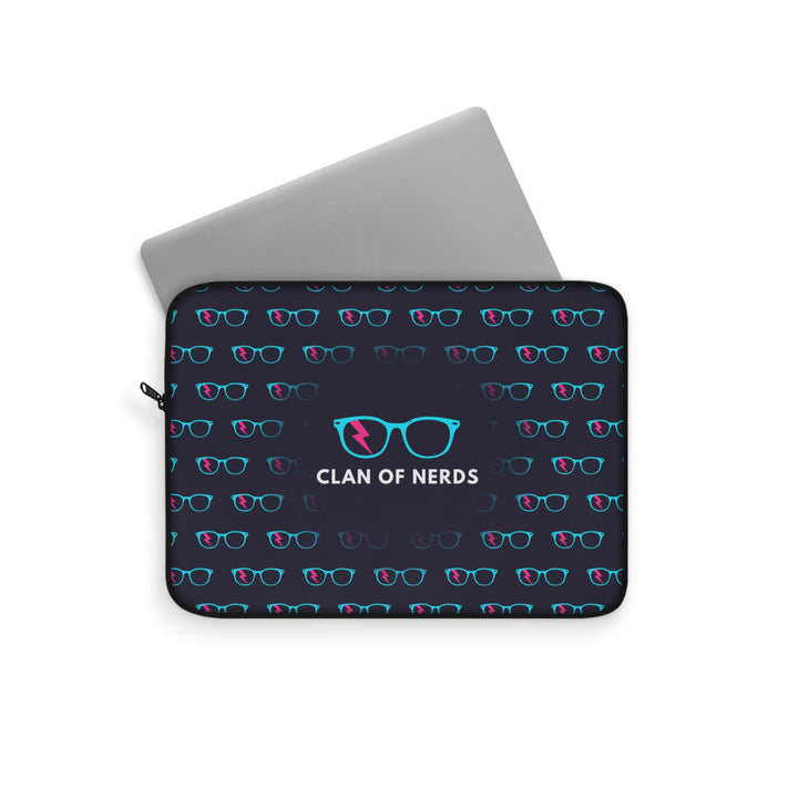 Cyan/Pink Glasses Pattern Laptop Sleeve by Clan of Nerds