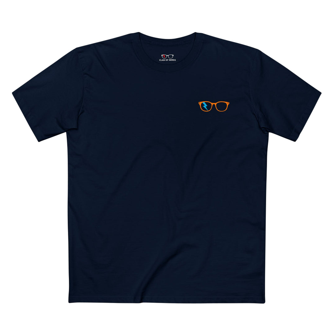 Orange/Cyan Glasses Men’s Tee in Navy