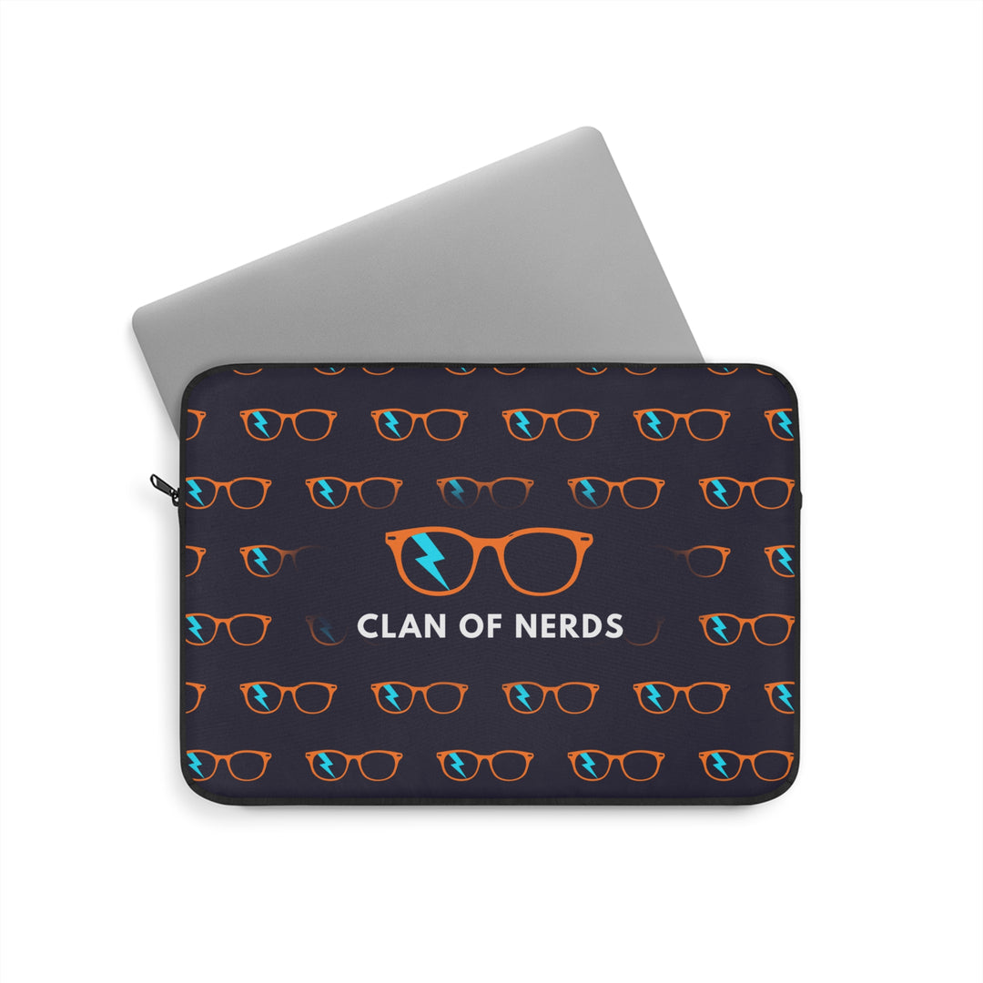 Orange/Cyan Glasses Pattern Laptop Sleeve by Clan of Nerds