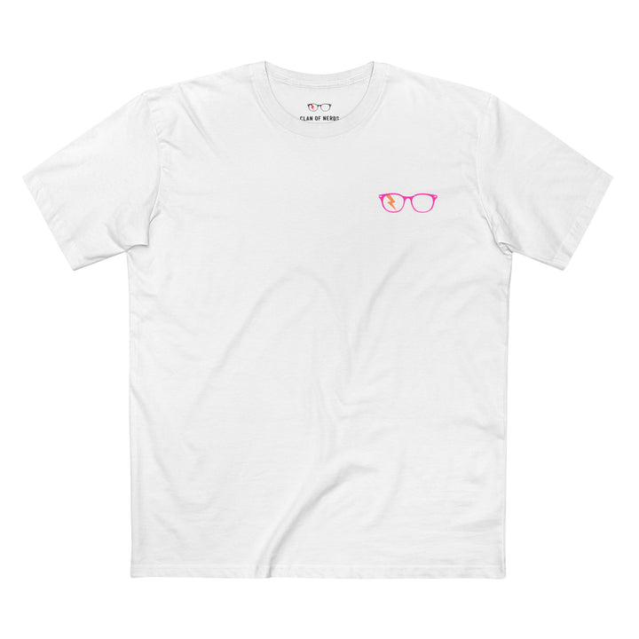 Pink/Orange Glasses Men’s Tee in White