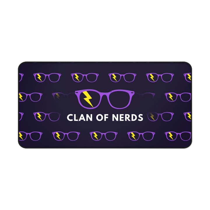 Purple/Yellow Glasses Pattern Desk Mat by Clan of Nerds