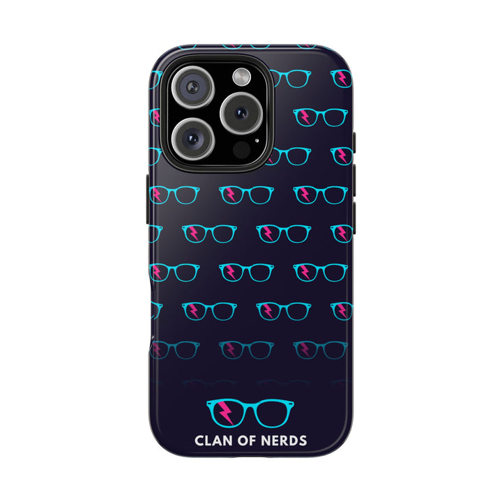 Cyan/Pink Glasses Pattern Tough Phone Case by Clan of Nerds