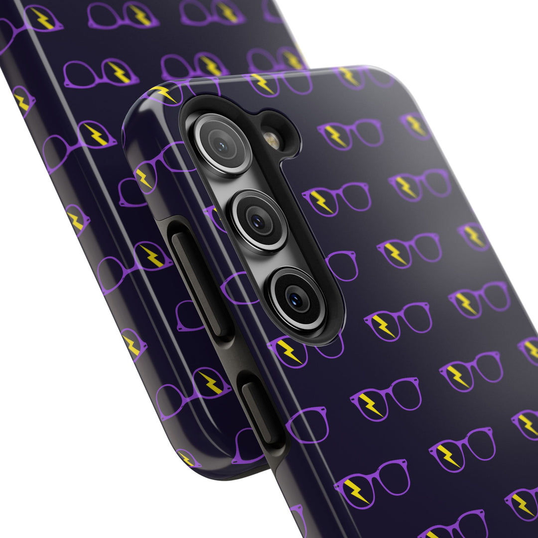 Purple/Yellow Glasses Pattern Tough Phone Case by Clan of Nerds