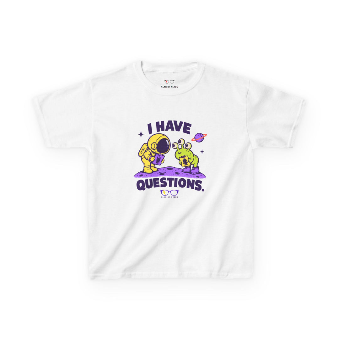 I Have Questions Astronaut Kids Tee in White