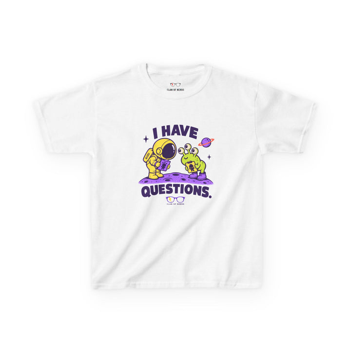 I Have Questions Astronaut Kids Tee in White