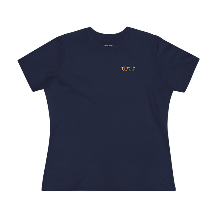 Yellow/Pink Glasses Women’s Tee in Navy