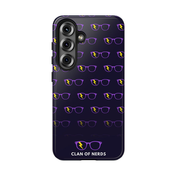 Purple/Yellow Glasses Pattern Tough Phone Case by Clan of Nerds