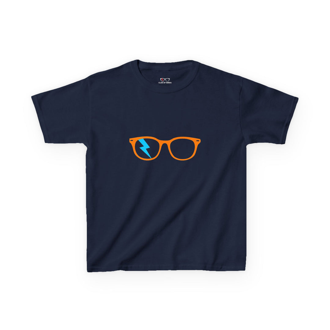 Orange/Cyan Glasses Kids Tee in Navy