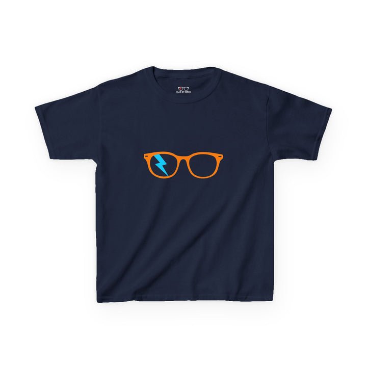 Orange/Cyan Glasses Kids Tee in Navy