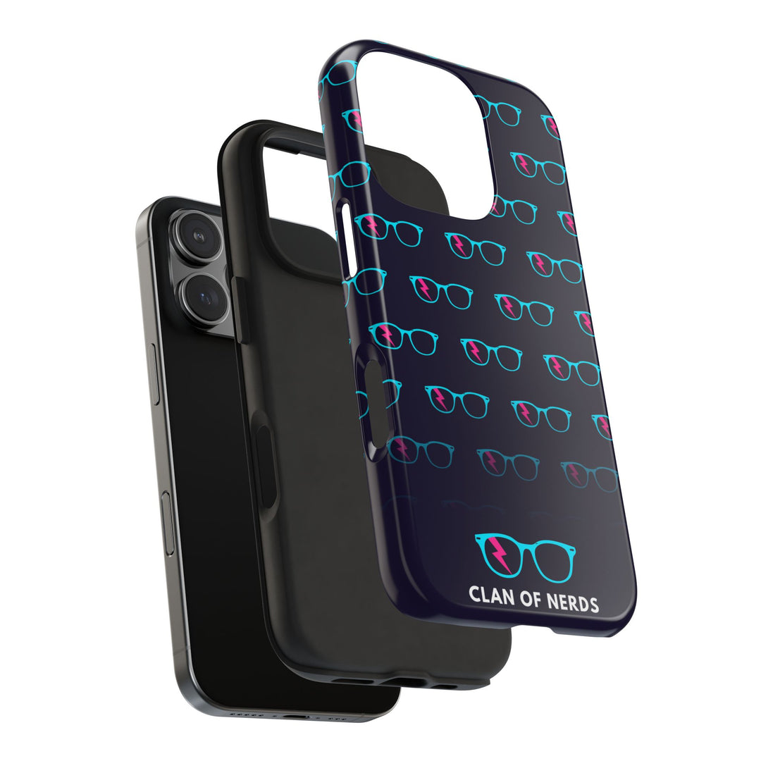 Cyan/Pink Glasses Pattern Tough Phone Case by Clan of Nerds