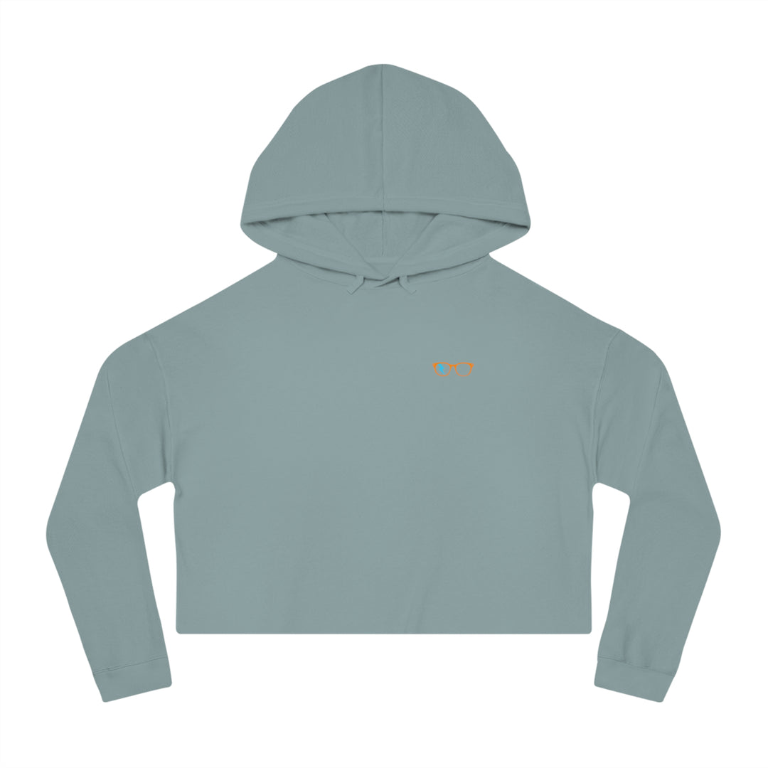 Orange/Cyan Glasses Women’s Cropped Hoodie in Sage