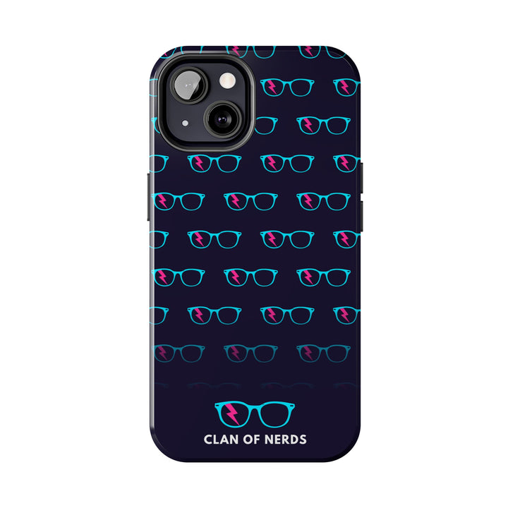 Cyan/Pink Glasses Pattern Tough Phone Case by Clan of Nerds