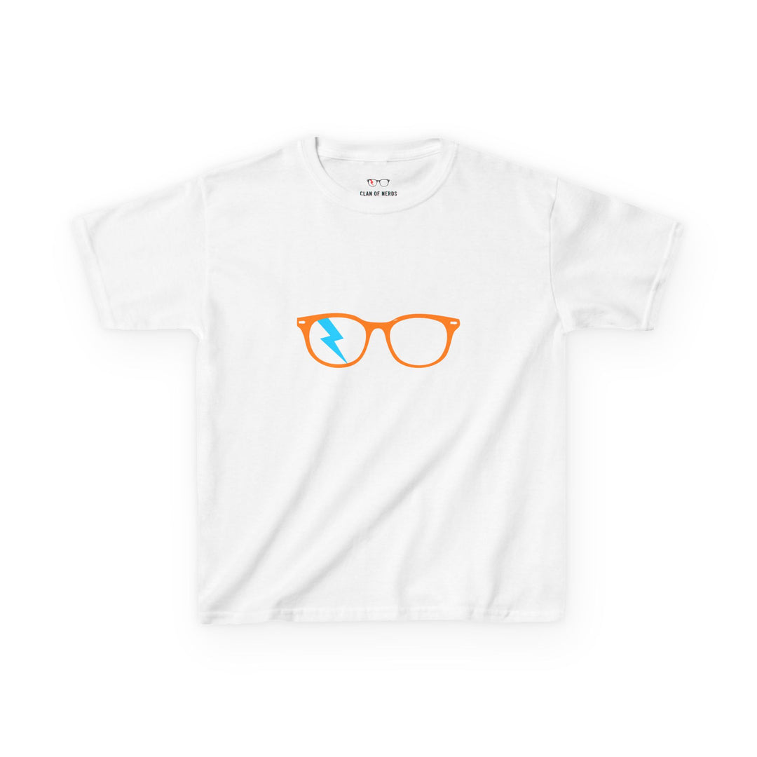 Orange/Cyan Glasses Kids Tee in White