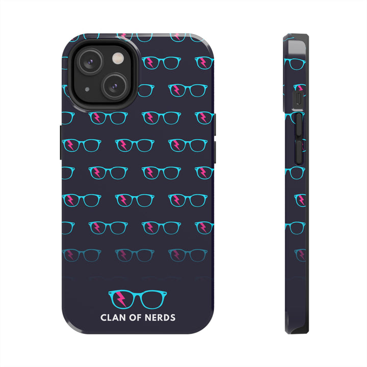 Cyan/Pink Glasses Pattern Tough Phone Case by Clan of Nerds