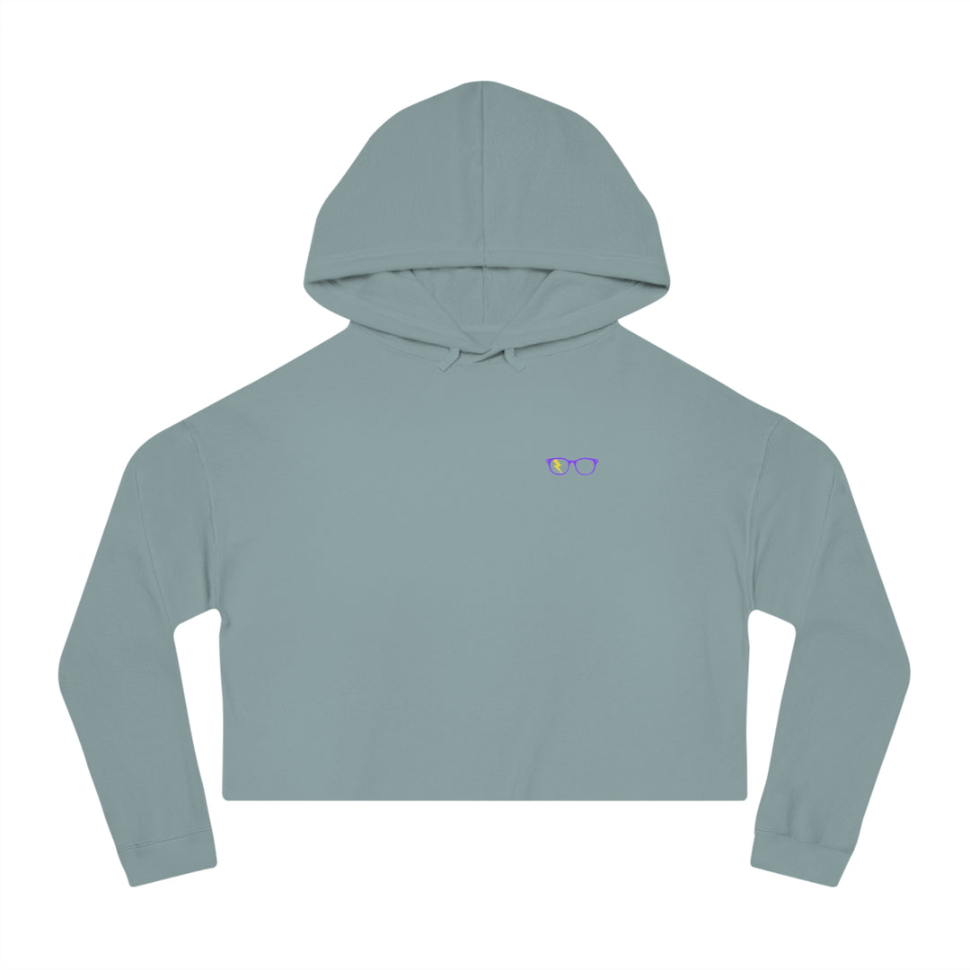 Purple/Yellow Glasses Women’s Cropped Hoodie in Sage