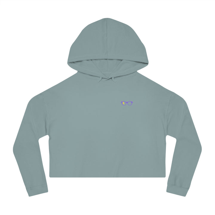 Purple/Yellow Glasses Women’s Cropped Hoodie in Sage