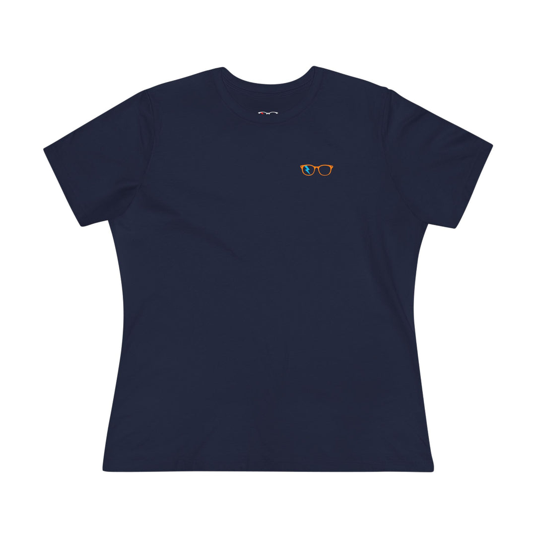 Orange/Cyan Glasses Women’s Tee in Navy