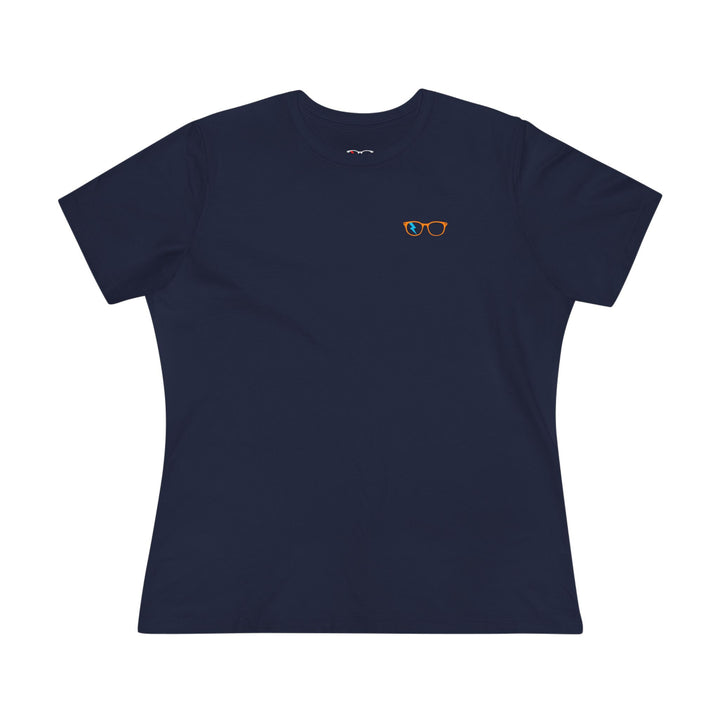 Orange/Cyan Glasses Women’s Tee in Navy