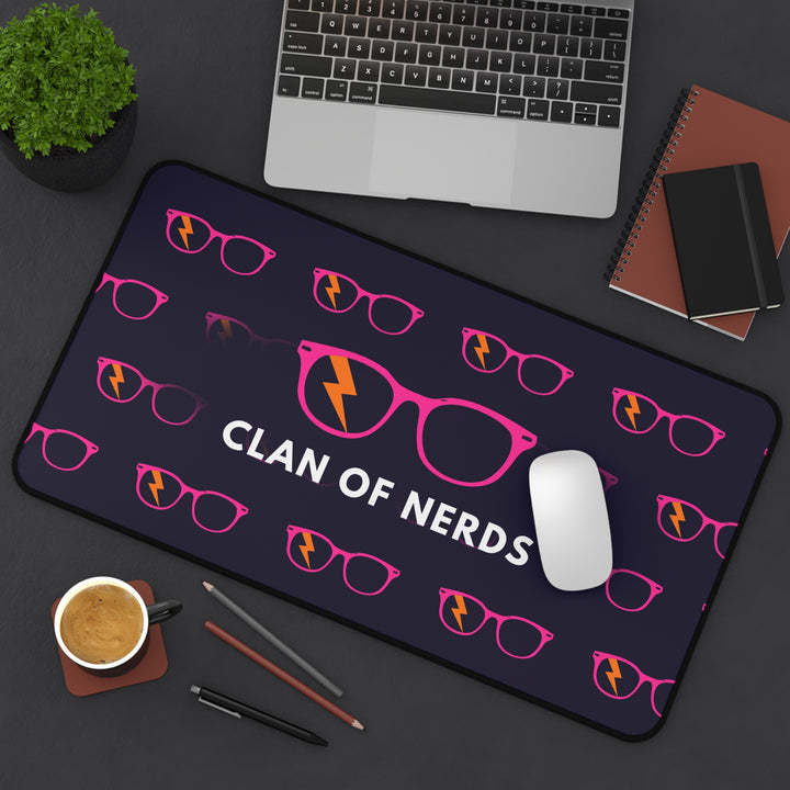 Pink/Orange Glasses Pattern Desk Mat by Clan of Nerds