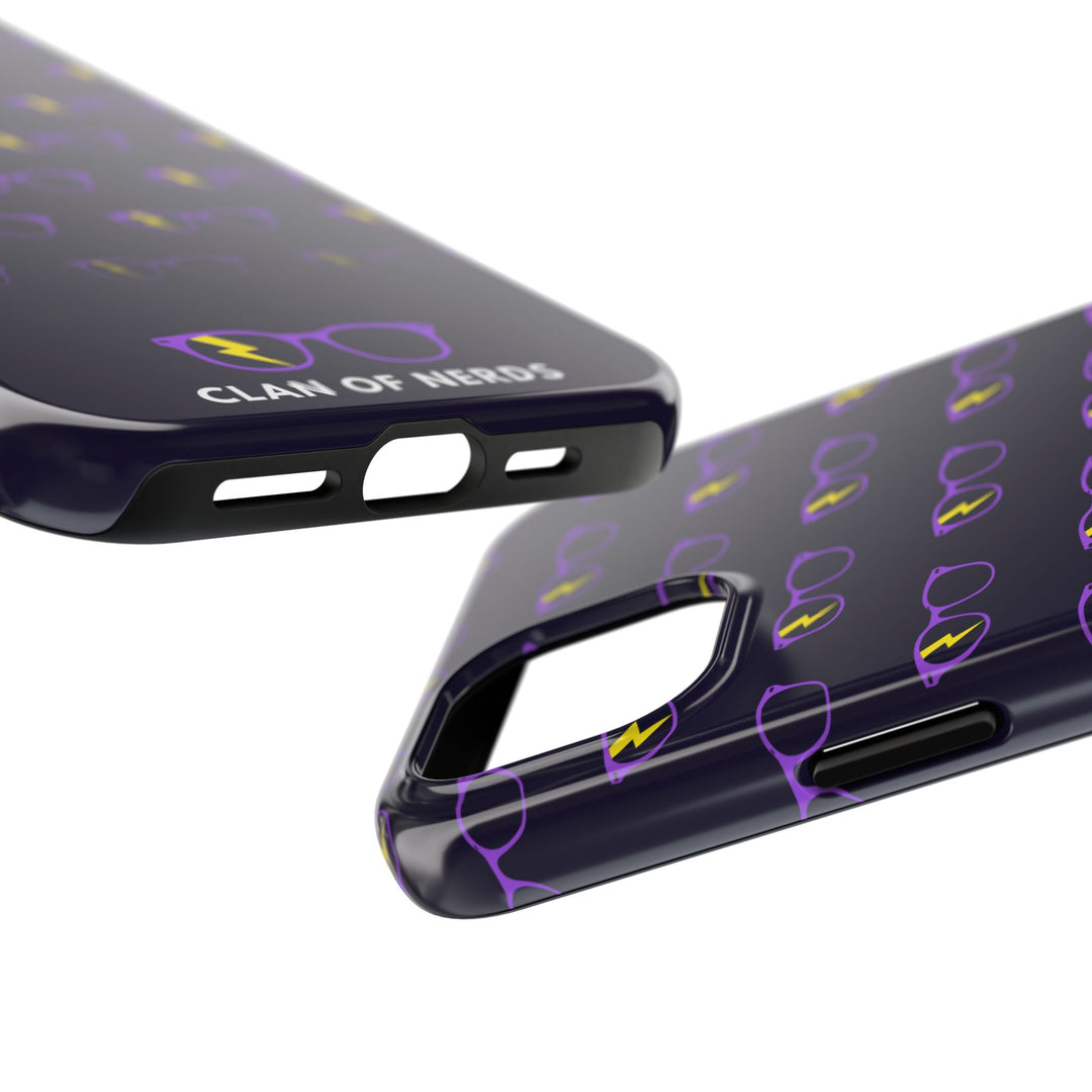 Purple/Yellow Glasses Pattern Tough Phone Case by Clan of Nerds