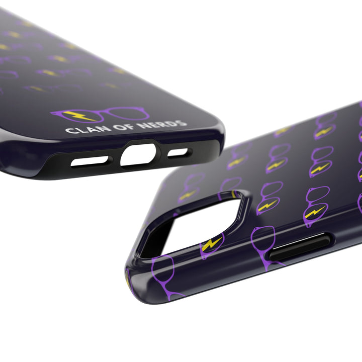 Purple/Yellow Glasses Pattern Tough Phone Case by Clan of Nerds