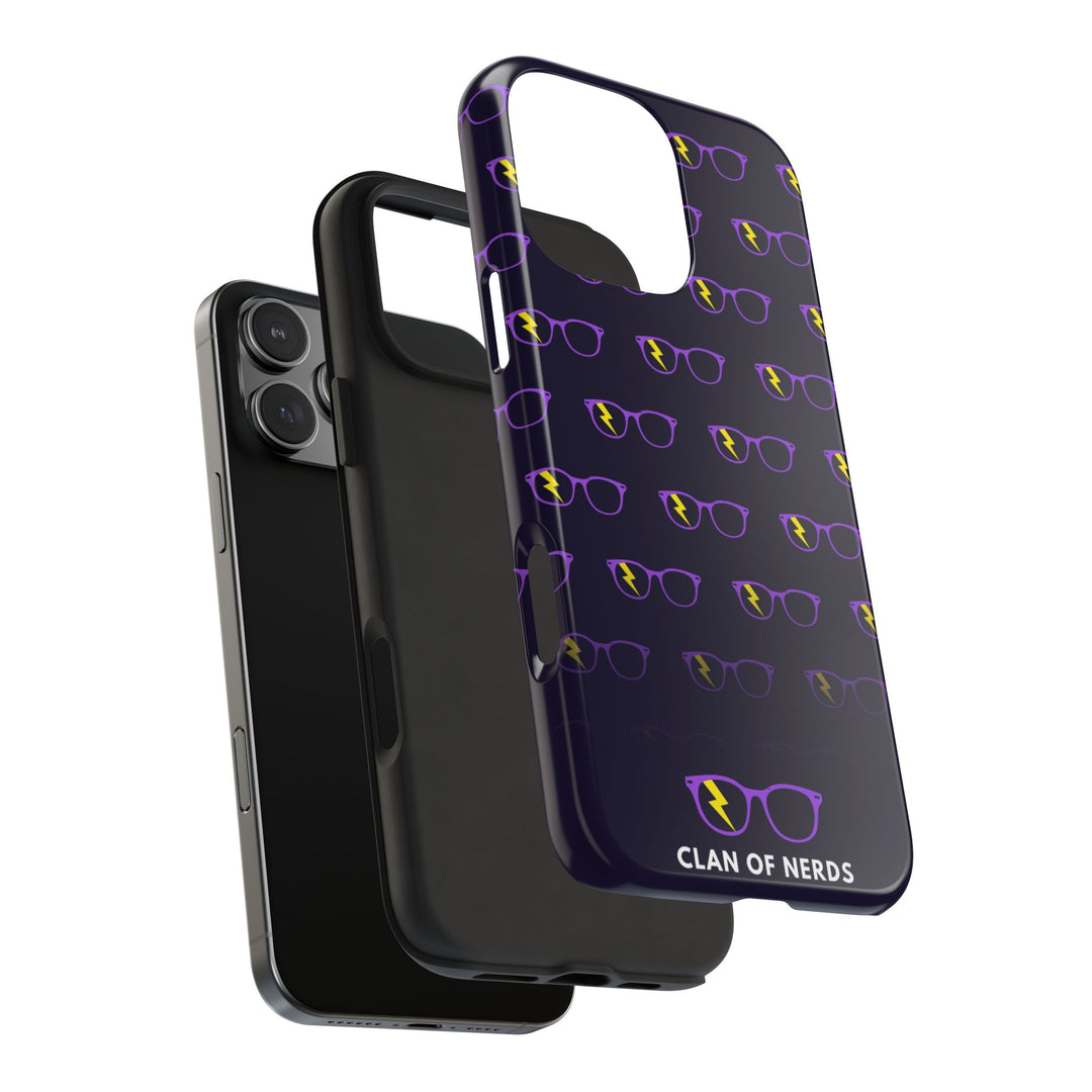 Purple/Yellow Glasses Pattern Tough Phone Case by Clan of Nerds