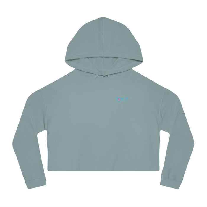 CYAN/PINK GLASSES - WOMEN'S CROPPED HOODIE