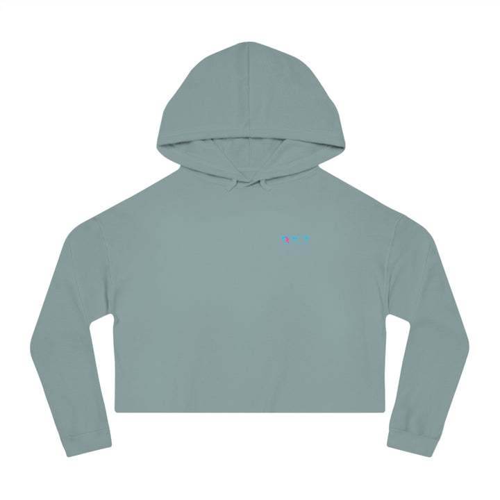 Cyan/Pink Glasses Women’s Cropped Hoodie in Sage