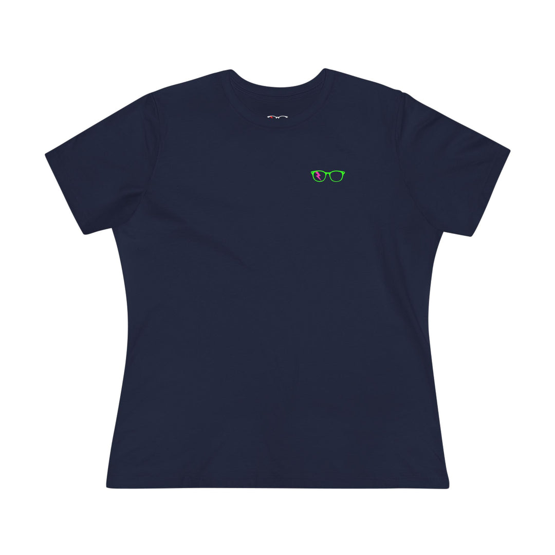 Green/Pink Glasses Women’s Tee in Navy