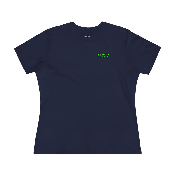 Green/Pink Glasses Women’s Tee in Navy