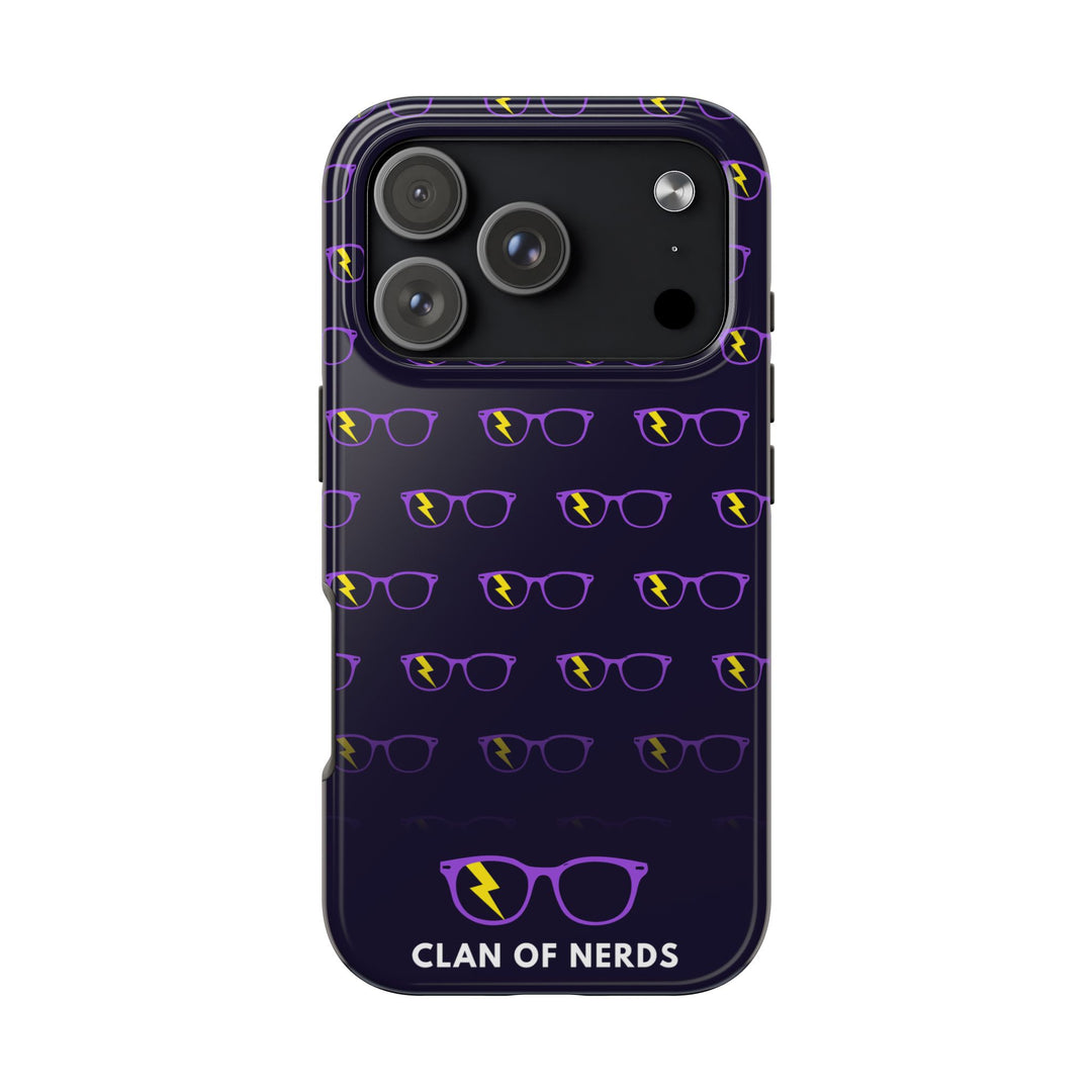 Purple/Yellow Glasses Pattern Tough Phone Case by Clan of Nerds