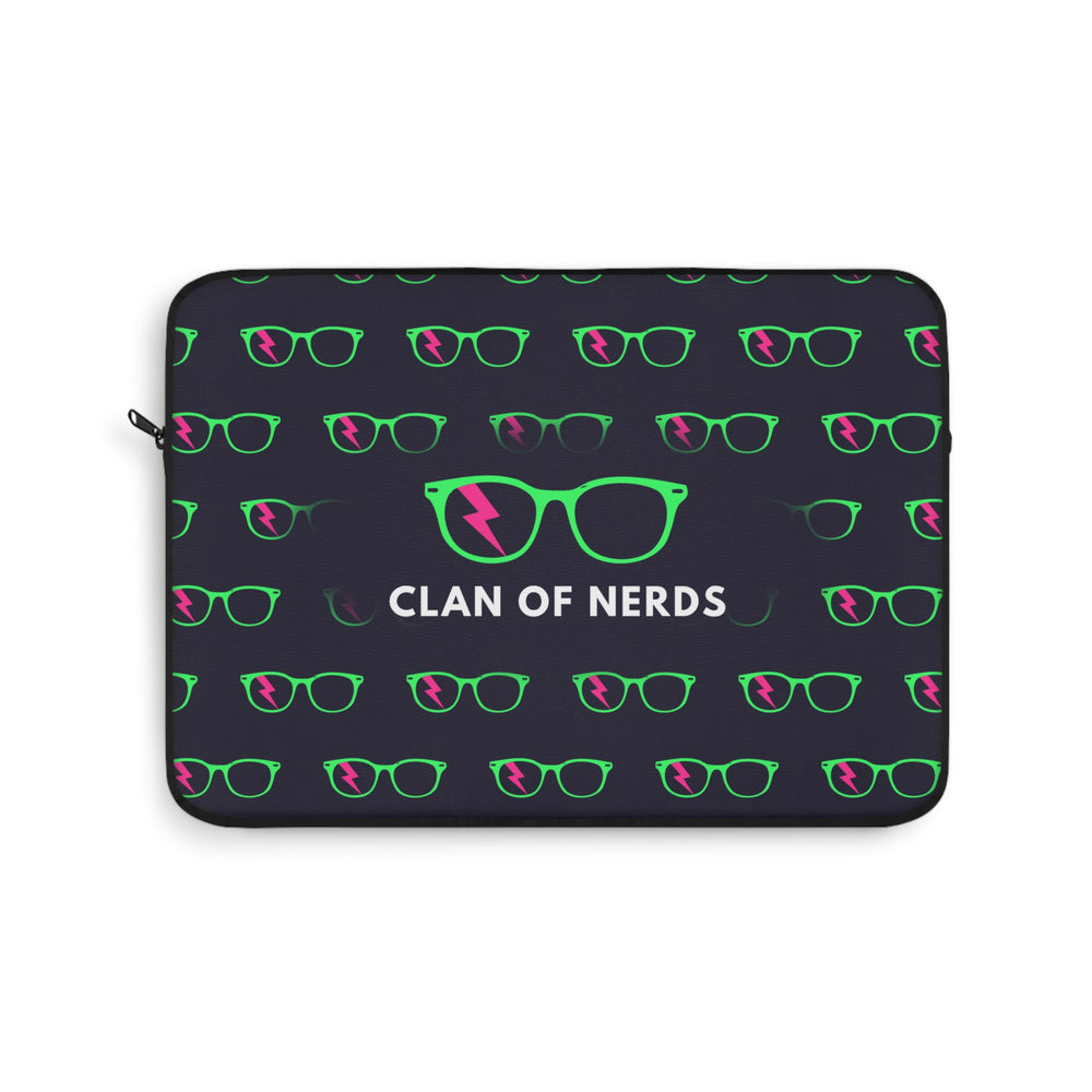 Green/Pink Glasses Pattern Laptop Sleeve by Clan of Nerds