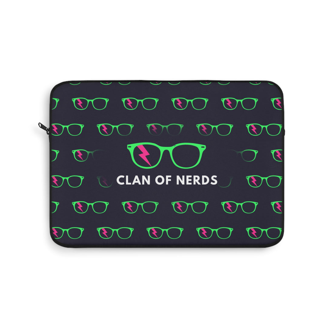 Green/Pink Glasses Pattern Laptop Sleeve by Clan of Nerds
