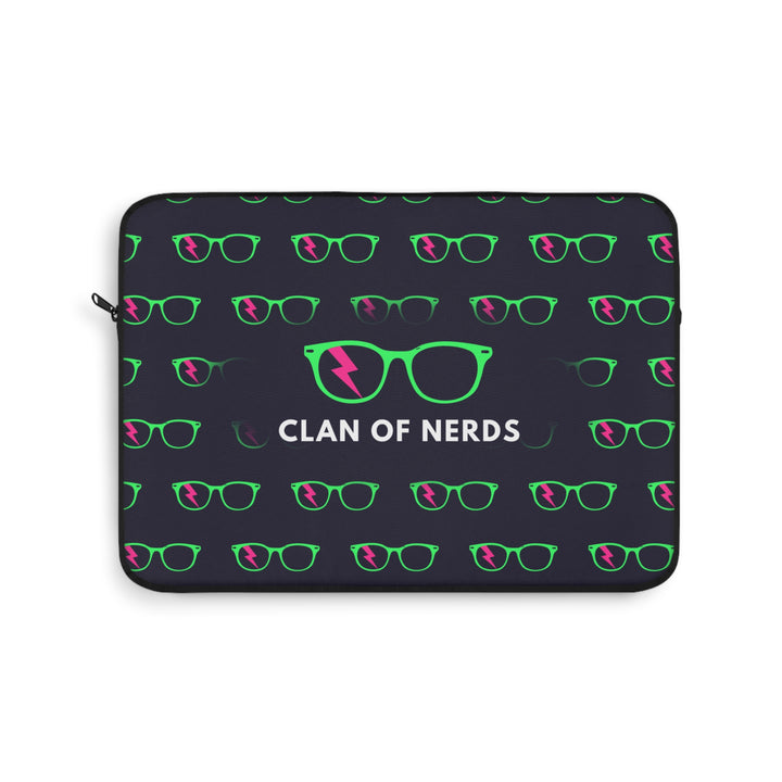 Green/Pink Glasses Pattern Laptop Sleeve by Clan of Nerds