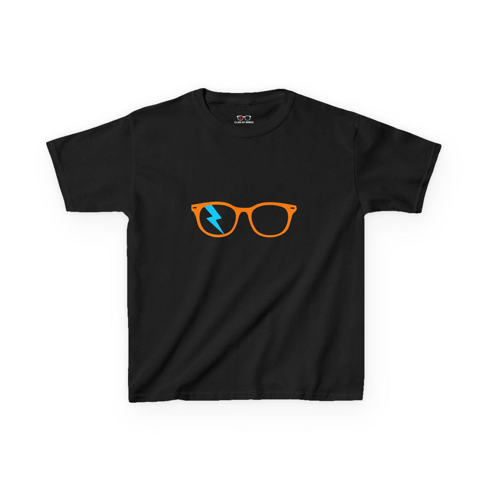 Orange/Cyan Glasses Kids Tee in Black