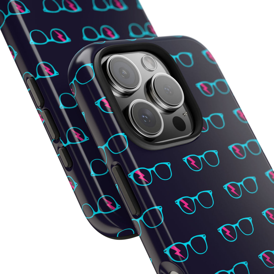 Cyan/Pink Glasses Pattern Tough Phone Case by Clan of Nerds