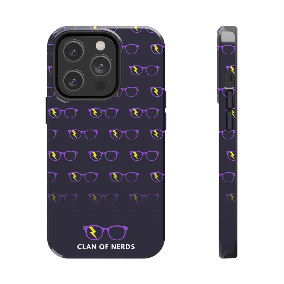Purple/Yellow Glasses Pattern Tough Phone Case by Clan of Nerds